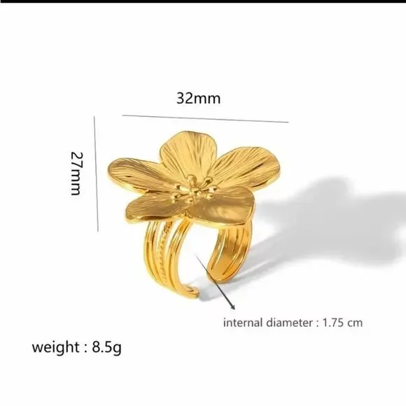 Vintage Gold Flower Earrings Ring Set - Picture 11 of 11